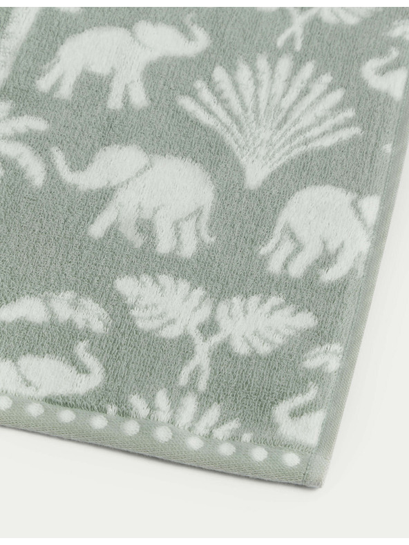 Marks & Spencer Elefántos és pálmafás mintás törölköző 100% pamutból Marks & Spencer zöld