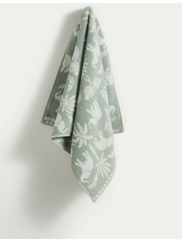 Marks & Spencer Elefántos és pálmafás mintás törölköző 100% pamutból Marks & Spencer zöld