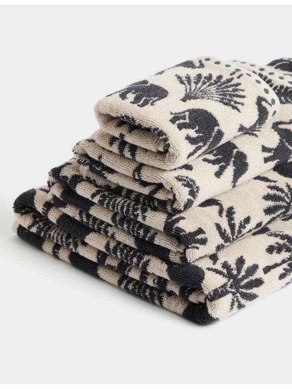 Marks & Spencer Elefántos és pálmafás mintás törölköző 100% pamutból Marks & Spencer szürke