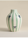 Marks & Spencer Marks & Spencer csíkos kerámia váza repedezett mázzal zöld