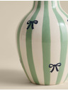 Marks & Spencer Marks & Spencer csíkos kerámia váza repedezett mázzal zöld