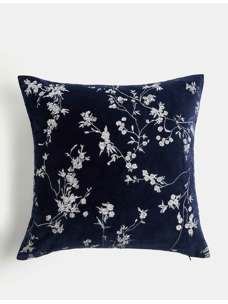 Marks & Spencer Marks & Spencer sötétkék bársony díszpárna hímzött cseresznyevirágokkal