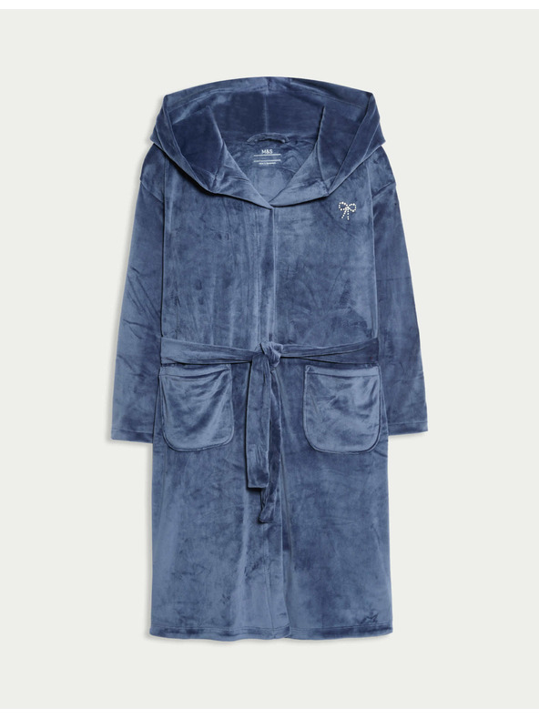 Marks & Spencer Marks & Spencer bársony kapucnis fürdőköpeny (6-16 éves) multicolor