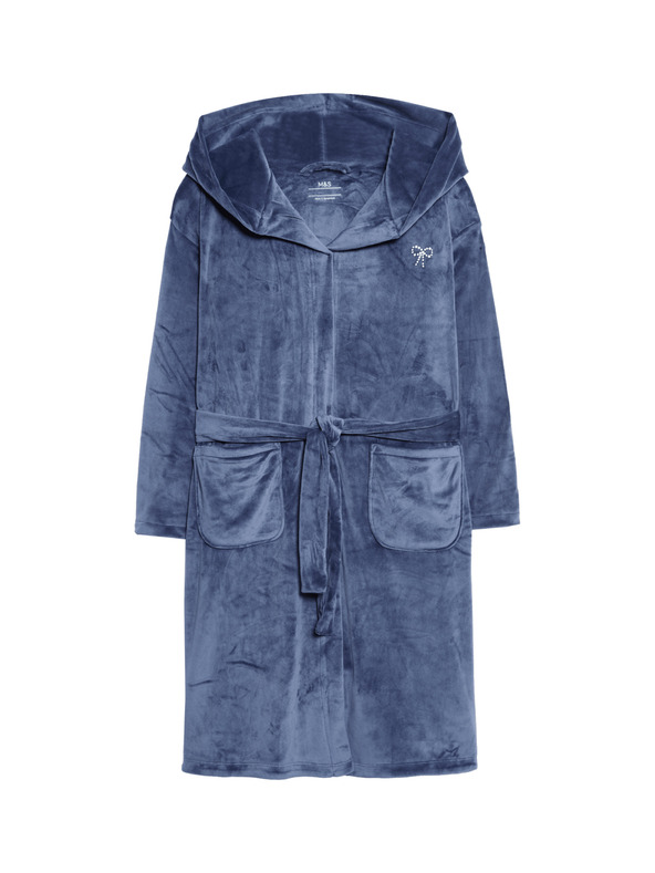 Marks & Spencer Marks & Spencer bársony kapucnis fürdőköpeny (6-16 éves) multicolor