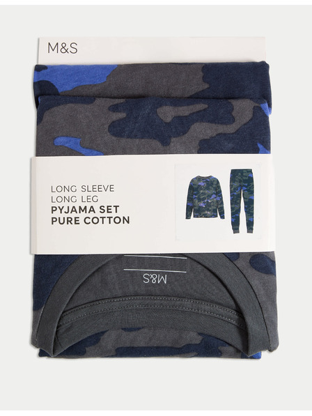 Marks & Spencer Marks & Spencer terep mintás pamut pizsama (6-16 éves) kék