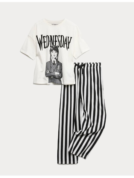 Marks & Spencer Marks & Spencer Wednesday™ pamut gyerek pizsama szett (6-16 éves) fekete