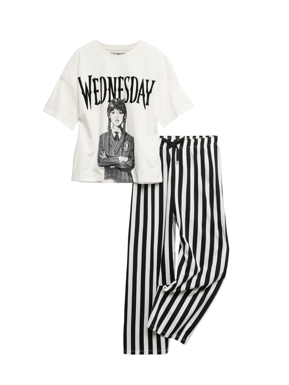 Marks & Spencer Marks & Spencer Wednesday™ pamut gyerek pizsama szett (6-16 éves) fekete