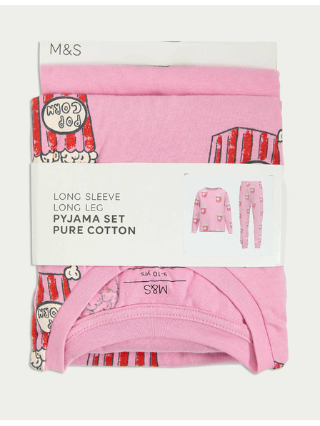 Marks & Spencer Marks & Spencer pattogatott kukoricás pamut pizsama (1-16 éves) rózsaszín