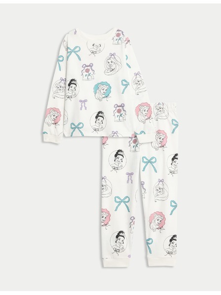 Marks & Spencer Marks & Spencer Disney Princess™ 100% pamut pizsama (2-8 éves) krémszínű