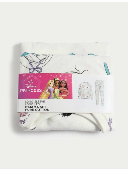 Marks & Spencer Marks & Spencer Disney Princess™ 100% pamut pizsama (2-8 éves) krémszínű