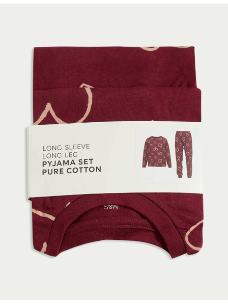 Marks & Spencer Marks & Spencer 100% pamut pizsama szívecskés mintával (1–16 éves) piros