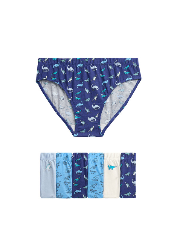 Marks & Spencer Dinoszaurusz mintás pamut alsónadrág, 7 db egy csomagban (2-8 éves) Marks & Spencer multicolor