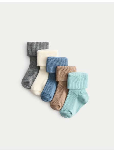 Marks & Spencer Bordázott gyerekzokni magas pamuttartalommal (0-2 éves), 5 pár egy csomagban Marks & Spencer multicolor