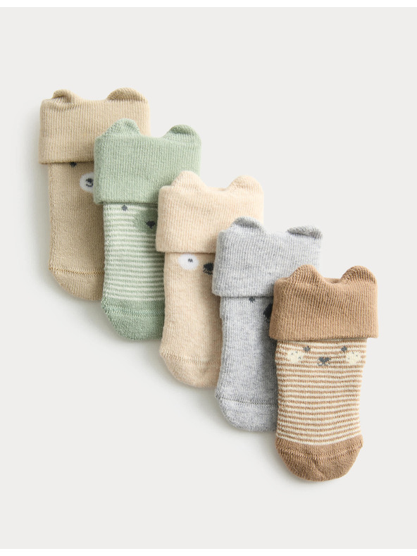 Marks & Spencer 5 páros arcmintás zoknik magas pamuttartalommal Marks & Spencer többszínű