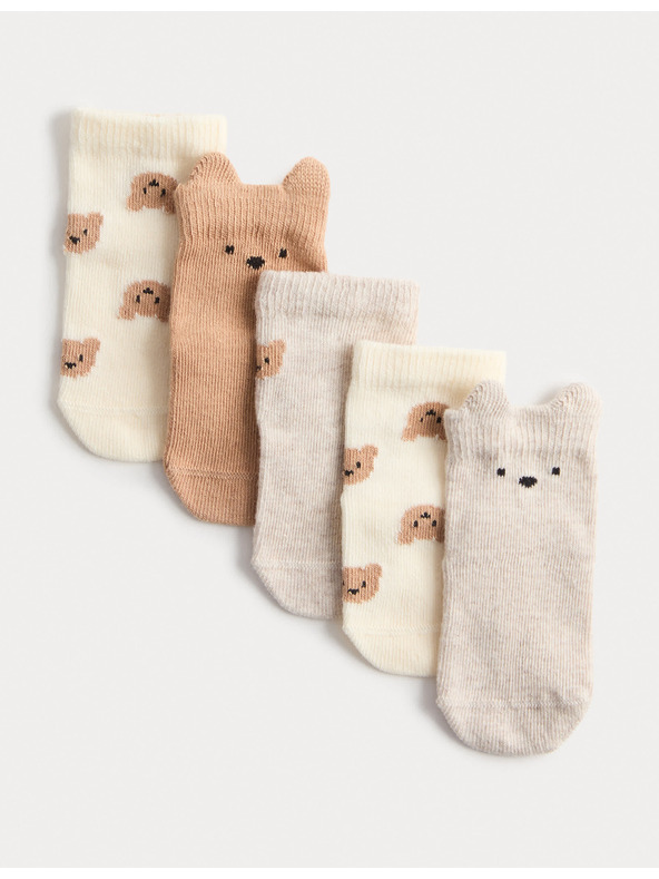 Marks & Spencer 5 páros Spencer Bear gyerek zokni magas pamuttartalommal (0–3 éves) Marks & Spencer többszínű