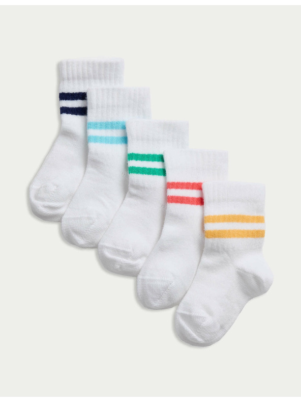 Marks & Spencer Gyerek zoknik magas pamuttartalommal (0–3 éves), 5 páros csomag Marks & Spencer fehér