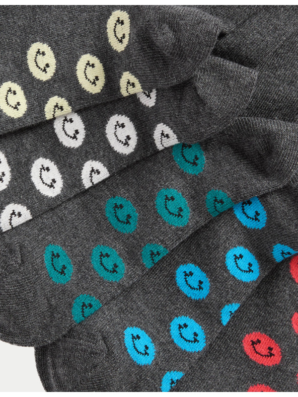Marks & Spencer Iskolai zoknik magas pamuttartalommal és mosolygós mintával, 5 páros csomag (6 kicsi – 7 nagy) Marks & Spencer szürke