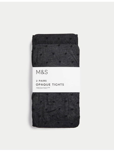 Marks & Spencer 2 darabos átlátszatlan pöttyös harisnya (2-14 éves) Marks & Spencer fekete