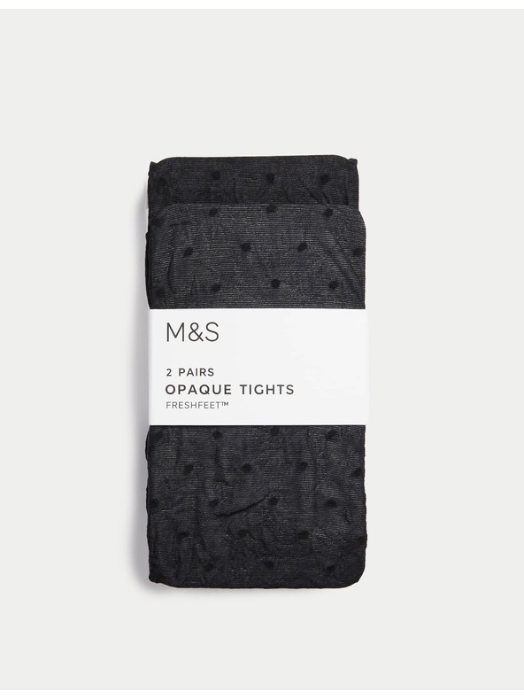 Marks & Spencer 2 darabos átlátszatlan pöttyös harisnya (2-14 éves) Marks & Spencer fekete