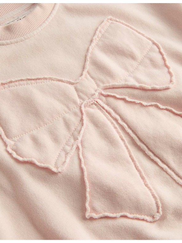 Marks & Spencer Kétrészes melegítős szett masni nyomattal, magas pamuttartalommal (2–8 éves) Marks & Spencer rózsaszín