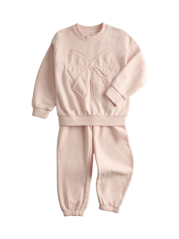 Marks & Spencer Kétrészes melegítős szett masni nyomattal, magas pamuttartalommal (2–8 éves) Marks & Spencer rózsaszín