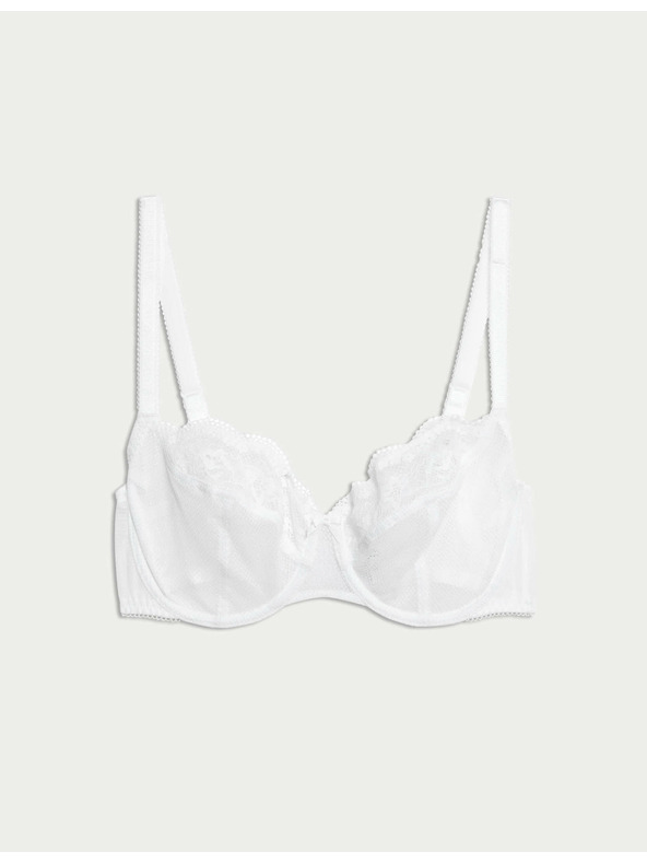 Marks & Spencer Balconette Jasmine melltartó merevítővel és csipkével, méret A–E Marks & Spencer fehér