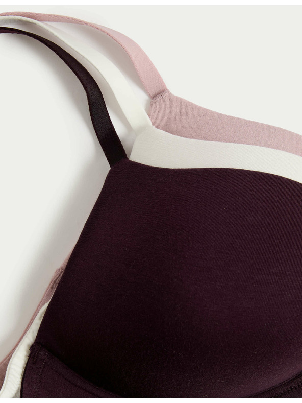 Marks & Spencer Sima, merevítő nélküli melltartó, méret A–E, 3 db-os csomag Marks & Spencer barna