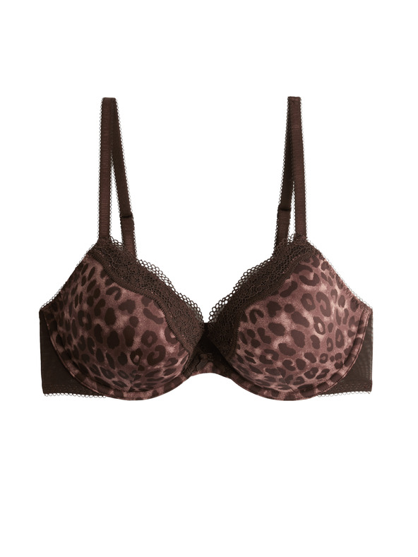 Marks & Spencer Dekoltált melltartó csontokkal, csipkével és mintával Marks & Spencer barna