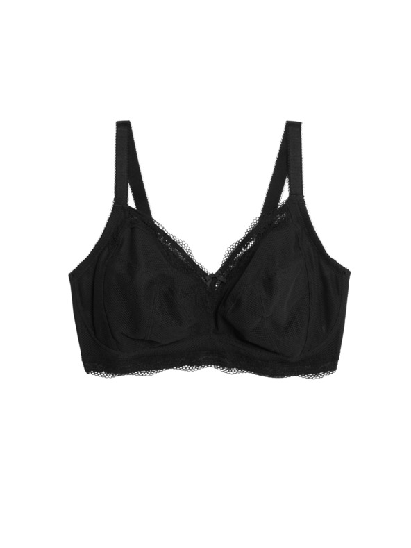 Marks & Spencer Jasmine csipkeszélű csont nélküli melltartó, méret F+ Marks & Spencer fekete