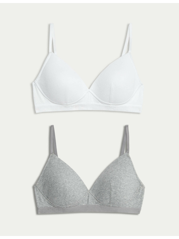 Marks & Spencer 2 db bordázott első melltartó csont nélkül, magas pamuttartalommal, méret AA–D Marks & Spencer fehér
