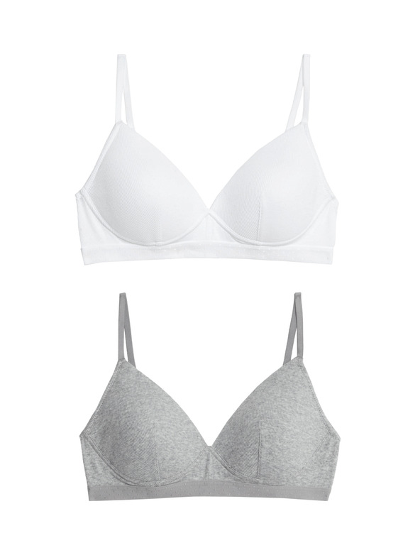 Marks & Spencer 2 db bordázott első melltartó csont nélkül, magas pamuttartalommal, méret AA–D Marks & Spencer fehér