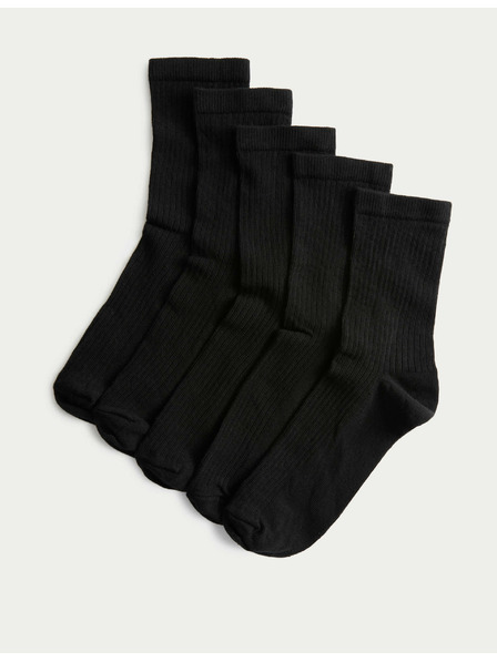 Marks & Spencer Bordázott bokazokni magas pamuttartalommal, 5 db-os szett Marks & Spencer fekete
