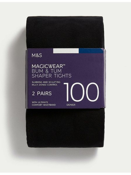 Marks & Spencer Átlátszatlan Magicwear™ harisnya, 100 DEN, 2 db-os szett Marks & Spencer fekete