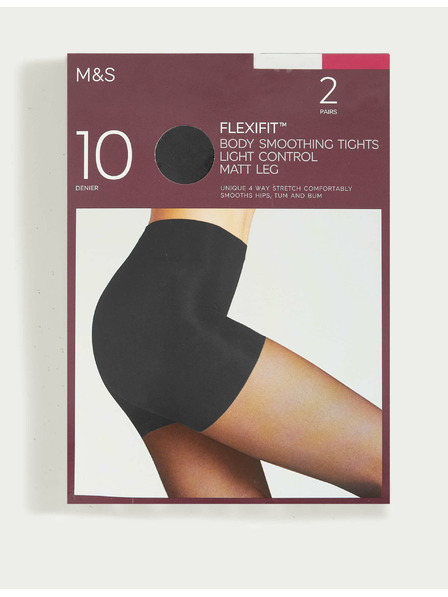 Marks & Spencer Áttetsző Flexifit™ harisnya, enyhén feszesítő, 10 DEN, 2 db csomagban Marks & Spencer fekete