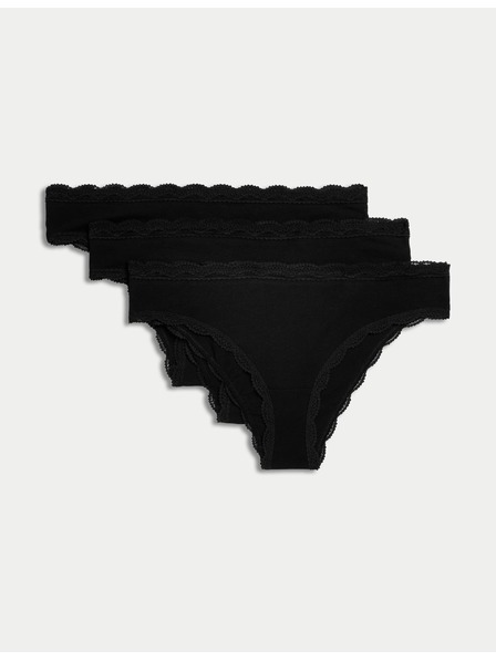 Marks & Spencer Brazil fazonú alsónadrág magas pamuttartalommal, 3 db Marks & Spencer fekete