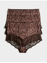 Marks & Spencer Derekú alsónadrág csipkés szegéllyel és leopárd mintával, 3 db csomagban Marks & Spencer barna
