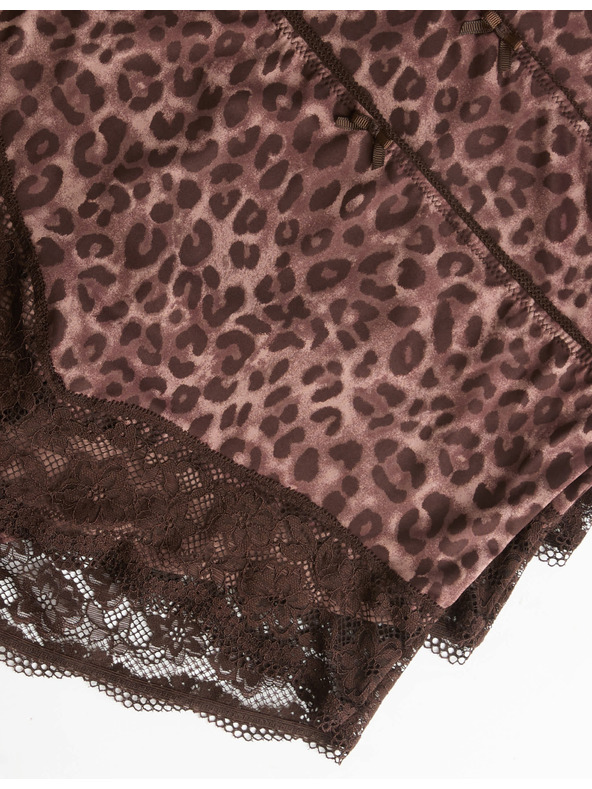 Marks & Spencer Derekú alsónadrág csipkés szegéllyel és leopárd mintával, 3 db csomagban Marks & Spencer barna