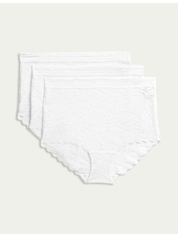 Marks & Spencer Csipkés derekú alsónadrág Flexifit™ technológiával, 3 db Marks & Spencer fehér