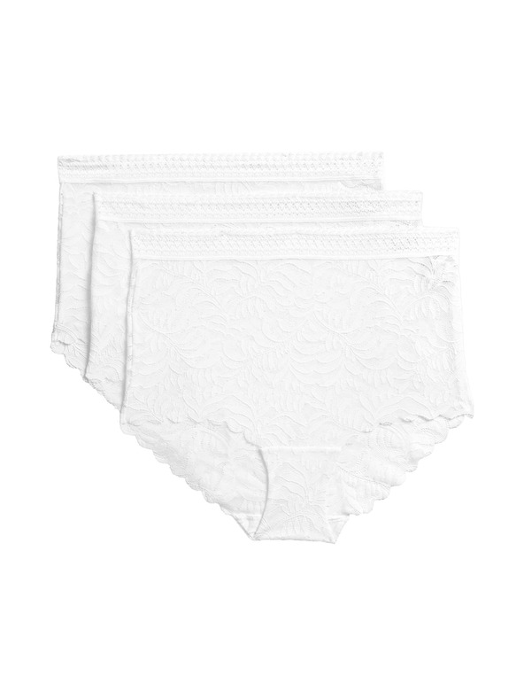 Marks & Spencer Csipkés derekú alsónadrág Flexifit™ technológiával, 3 db Marks & Spencer fehér