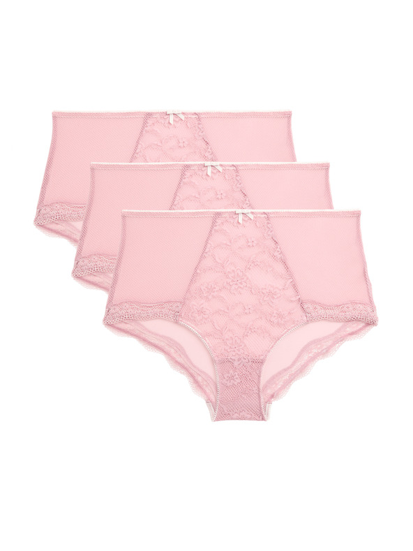 Marks & Spencer Csipkés rövidnadrág magas derékkal Jasmine, 3 db Marks & Spencer rózsaszín