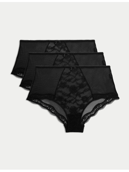 Marks & Spencer Csipkés rövidnadrág magas derékkal Jasmine, 3 db Marks & Spencer fekete