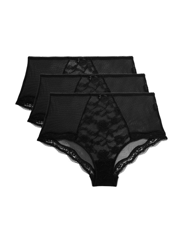 Marks & Spencer Csipkés rövidnadrág magas derékkal Jasmine, 3 db Marks & Spencer fekete