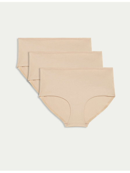 Marks & Spencer Magasderekú rövidnadrág láthatatlan szegéllyel Cool Comfort, 3 db Marks & Spencer bézs