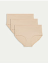 Marks & Spencer Magasderekú rövidnadrág láthatatlan szegéllyel Cool Comfort, 3 db Marks & Spencer bézs