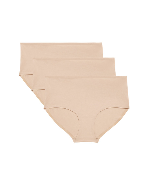 Marks & Spencer Magasderekú rövidnadrág láthatatlan szegéllyel Cool Comfort, 3 db Marks & Spencer bézs