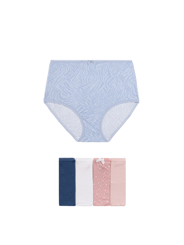 Marks & Spencer Derék alatti alsónemű mintával, Lycra™ pamutból, 5 db Marks & Spencer kék