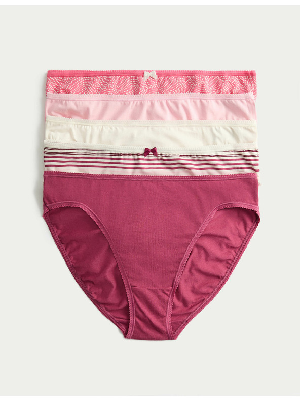 Marks & Spencer Magasan kivágott bugyi pamutból és Lycra™ anyagból, 5 db Marks & Spencer rózsaszín