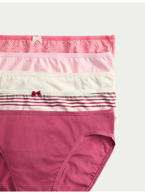 Marks & Spencer Magasan kivágott bugyi pamutból és Lycra™ anyagból, 5 db Marks & Spencer rózsaszín