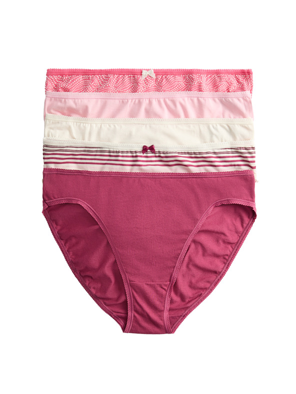 Marks & Spencer Magasan kivágott bugyi pamutból és Lycra™ anyagból, 5 db Marks & Spencer rózsaszín
