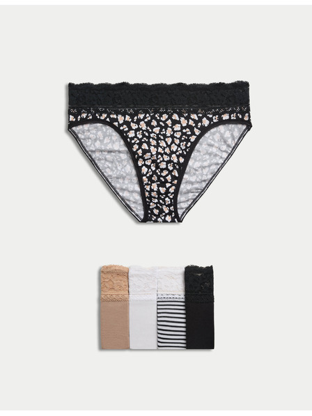 Marks & Spencer Magasan vágott alsónemű magas pamuttartalommal és mintával, 5 db Marks & Spencer fehér